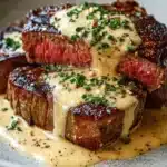 JUICY STEAK WITH CREAMY GARLIC SAUCE Recipe