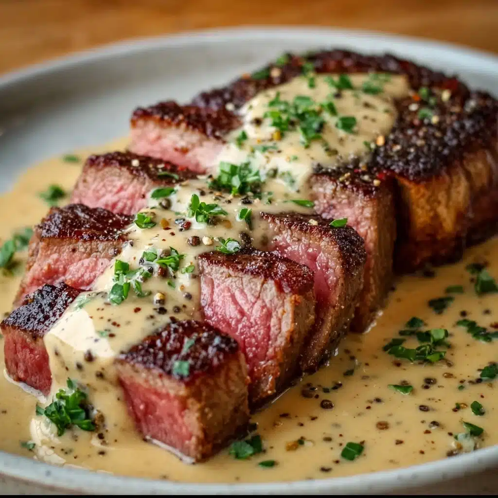 JUICY STEAK WITH CREAMY GARLIC SAUCE Recipe - Recipe Image