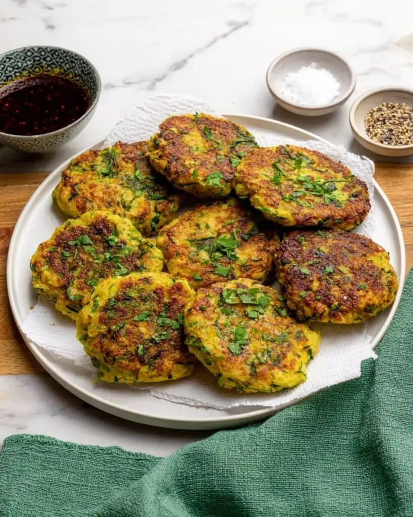 Edamame Fritters with Spicy Soy Dipping Sauce Recipe