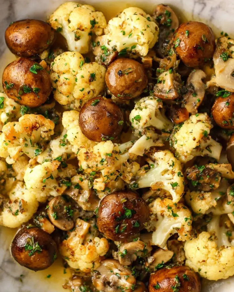 Garlic Butter Mushrooms and Cauliflower Recipe