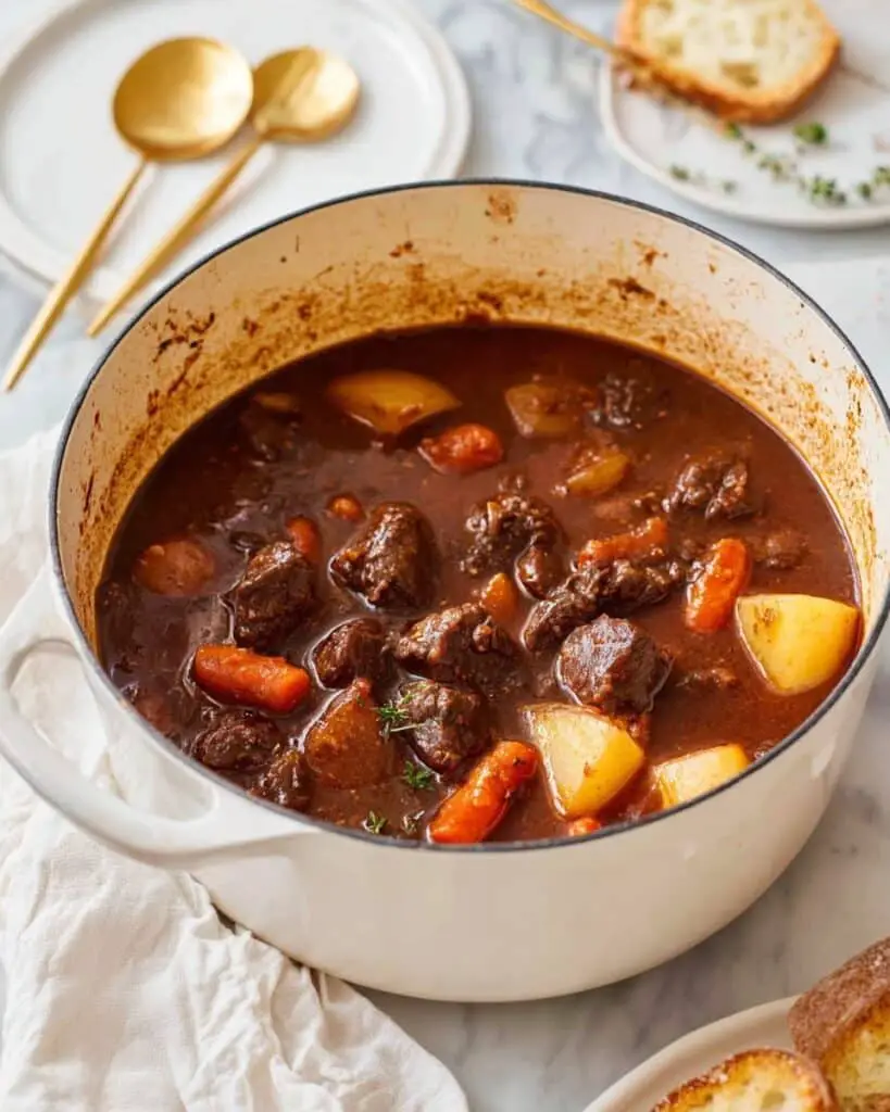 Hearty Beef Stew with Yukon Potatoes and Red Wine Recipe