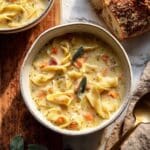 Healthier Slow Cooker Creamy Tortellini Vegetable Soup Recipe
