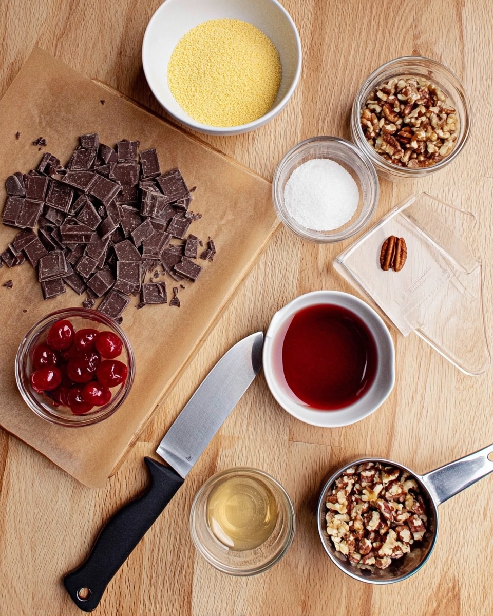 The image shows a plate of round chocolate cookies with powdered sugar dusted on top, giving them a cracked texture. Each cookie has a bright red cherry placed in the middle, creating a striking color contrast. The cookies are arranged closely on a white plate with red stripes around the edge, sitting on a white marbled surface. In the background, more cookies are scattered and a green pine branch partially covers the top left corner, adding a festive touch. One cookie near the center is broken open slightly, revealing a soft, dense inside. Photo taken with an iphone --ar 4:5 --v 7