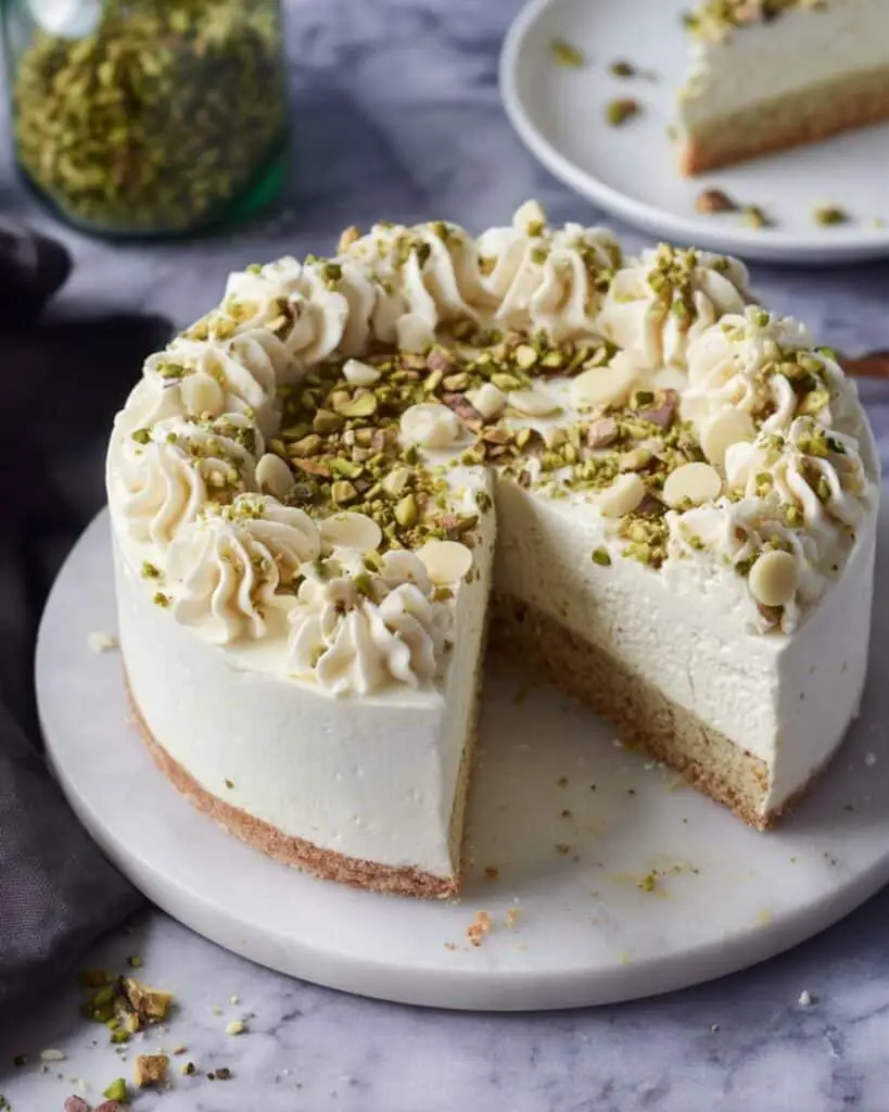 White Chocolate and Pistachio No-Bake Cheesecake Recipe