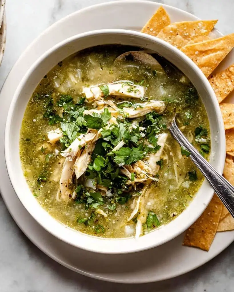 Green Chicken Enchilada Soup with Rotisserie Chicken Recipe