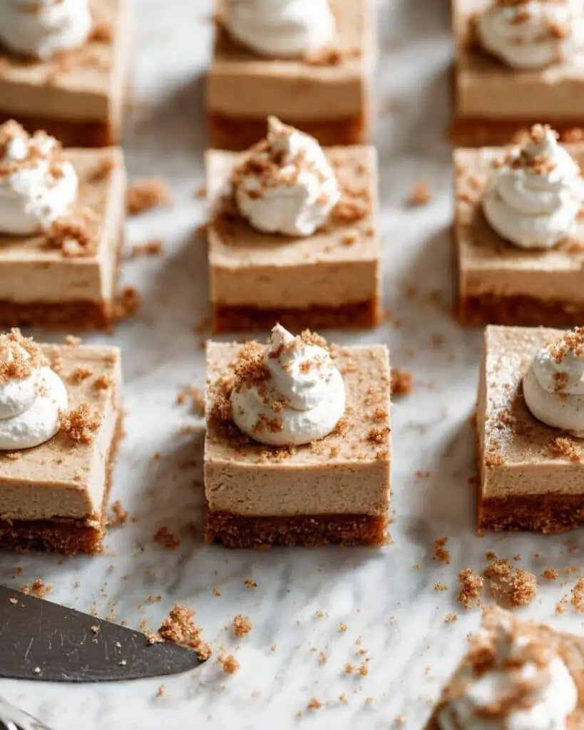 Mini Pumpkin Cheesecake Bars with Greek Yogurt and Maple Whipped Topping Recipe