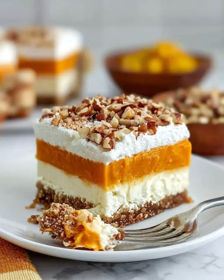Pumpkin Lush Dessert with Gingersnap Crust and Pecans Recipe