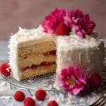 Raspberry Swirl Coconut Snowball Cake Recipe