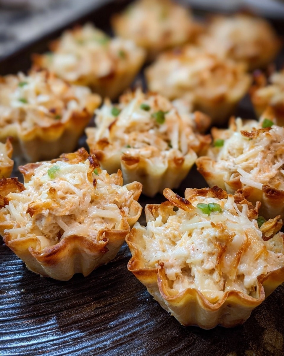 Small appetizer-sized tarts sit closely on a white plate, each with a thin, crispy, light beige crust that is fluted and slightly browned at the edges. The filling in each tart is creamy and pale orange with small chunks, having a soft, textured surface with dashes of light seasoning and garnished with small pieces of green onion on top. The overall look shows about two layers: the thin, crispy shell base and the creamy, slightly bumpy filling, creating a warm, inviting color contrast. The photo is taken with an iphone --ar 4:5 --v 7