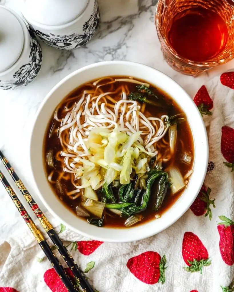 Baby Bok Choy Soup with Rice Noodles and Shiitake Mushrooms Recipe