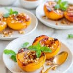 Sweet Caramelized Air Fryer Peaches with Walnuts and Mint Recipe