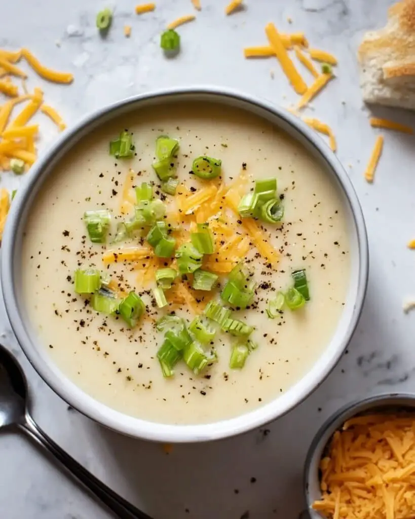 Cheddar Cauliflower & Roasted Garlic Soup Recipe