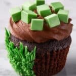 Minecraft Cupcakes with Pixelated Grass and Block Toppers Recipe