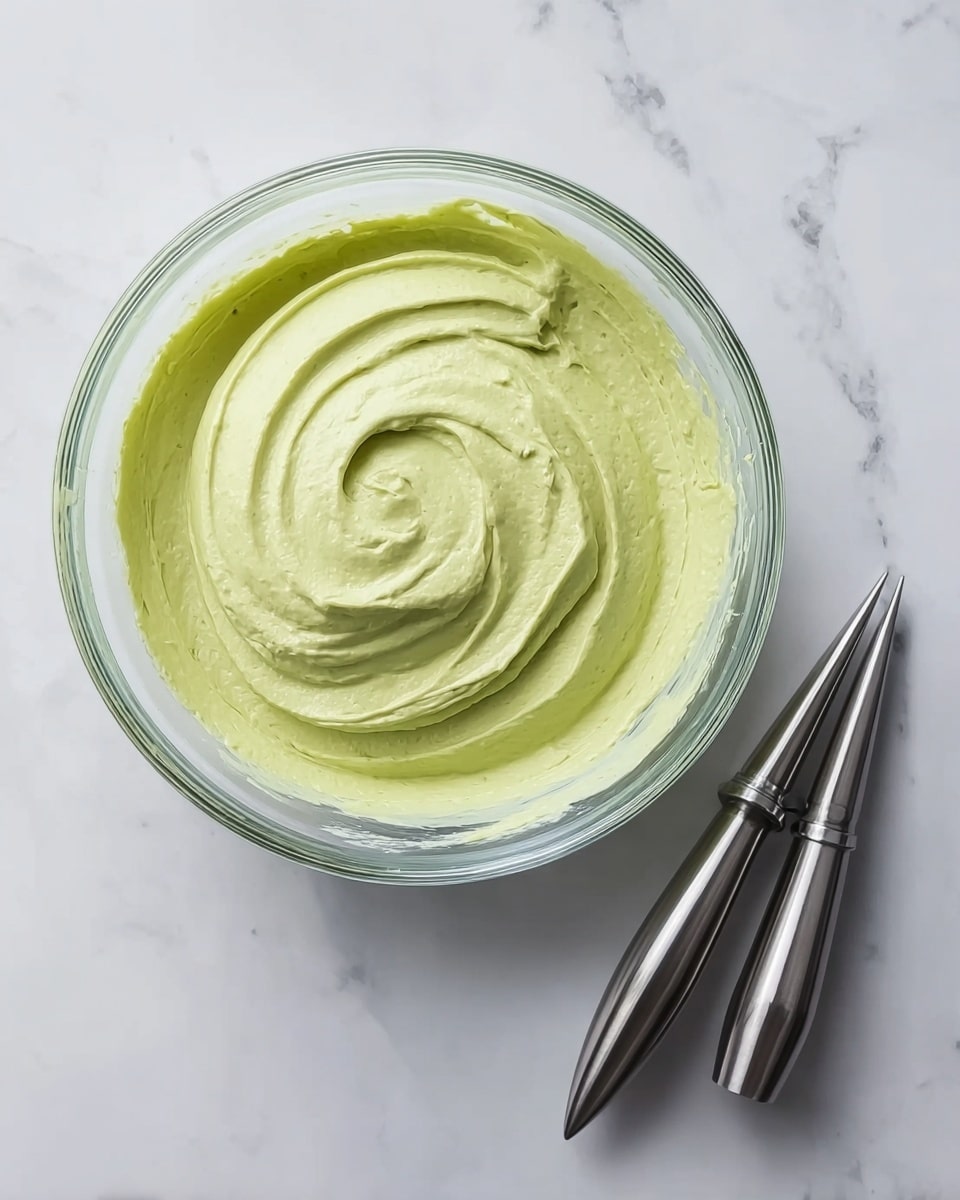 Four cupcakes sit on a white marbled surface. Each cupcake has a base covered in dark brown chocolate. On top, there is a layer of green frosting piped to look like grass with thin strands covering the entire top. In the center of each cupcake is a smooth, square patch of rich, glossy dark brown frosting. On top of each dark brown square are five small, light green cubes arranged in a cross pattern. The overall look is neat and playful. photo taken with an iphone --ar 4:5 --v 7
