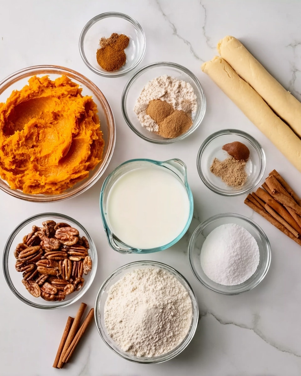 A white plate holds fourteen small tarts arranged closely. Each tart has a golden brown crust with uneven, slightly ruffled edges. Inside, a smooth amber-colored filling is topped with a swirl of white cream. Some tarts have small pieces of nuts scattered on the cream, adding texture and contrast. The plate sits on a white marbled surface with soft natural light casting gentle shadows. Photo taken with an iphone --ar 4:5 --v 7
