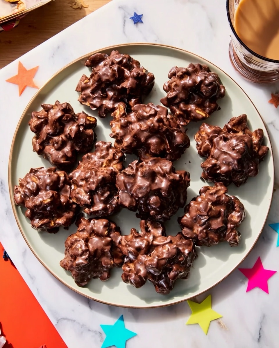 The image shows a white baking tray with small piles of chocolate-coated nuts arranged in rows. Each pile is roughly round with a rough texture from the nuts. To the right, there is a white marbled surface holding two white coffee cups with black checkered rims, one partially filled with light brown coffee and the other empty or nearly empty. A white bowl at the bottom right is piled with more chocolate-coated nuts. The background has a white marbled texture under the tray, cups, and bowl. photo taken with an iphone --ar 4:5 --v 7