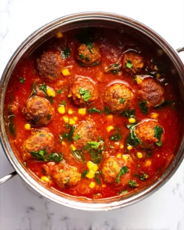 Vegan Beef and Rice Albondigas Soup with Zucchini, Corn, and Spicy Jalapenos Recipe