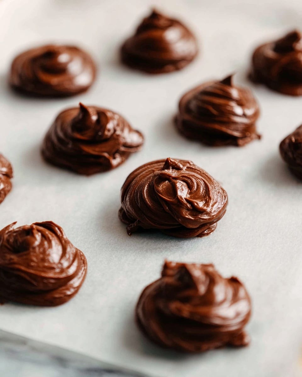 A stack of three golden brown chocolate chip cookies lies on a white marbled surface, with the top cookie being pulled apart by a woman's hand, revealing a thick, shiny layer of melted chocolate inside. The cookies are studded with dark chocolate chips visible on the surface, and one cookie in the background is slightly broken, showing a soft texture inside. A small white flower with a green stem is placed near the bottom edge, adding a soft touch to the warm and inviting scene. Photo taken with an iphone --ar 4:5 --v 7