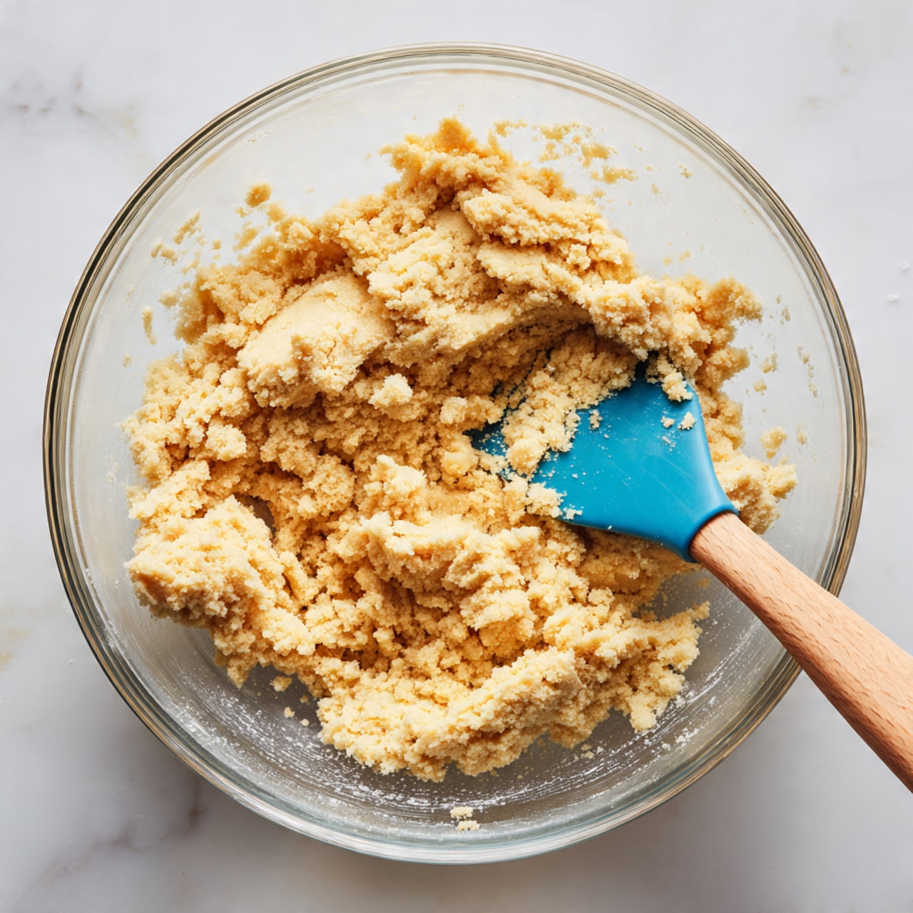A white oval plate holds 16 round cookies covered with light brown sugar crystals, each with a chocolate kiss candy pressed into the center. The chocolate kisses alternate between smooth milk chocolate and white chocolate with dark chocolate drizzle, creating a pattern across the plate. One cookie at the top left of the plate has a bite taken, showing a soft brown cookie interior with a swirl of white and dark chocolate inside. Around the plate, there are two smaller white plates with lace-pattern edges holding some broken cookies. Two glasses with amber-colored bubbly drinks sit to the top right on a white marbled surface, and a lit candle in a brown glass holder is to the lower right. A beige napkin with red stitching and green holly embroidery is partially visible near the drinks. Photo taken with an iphone --ar 4:5 --v 7