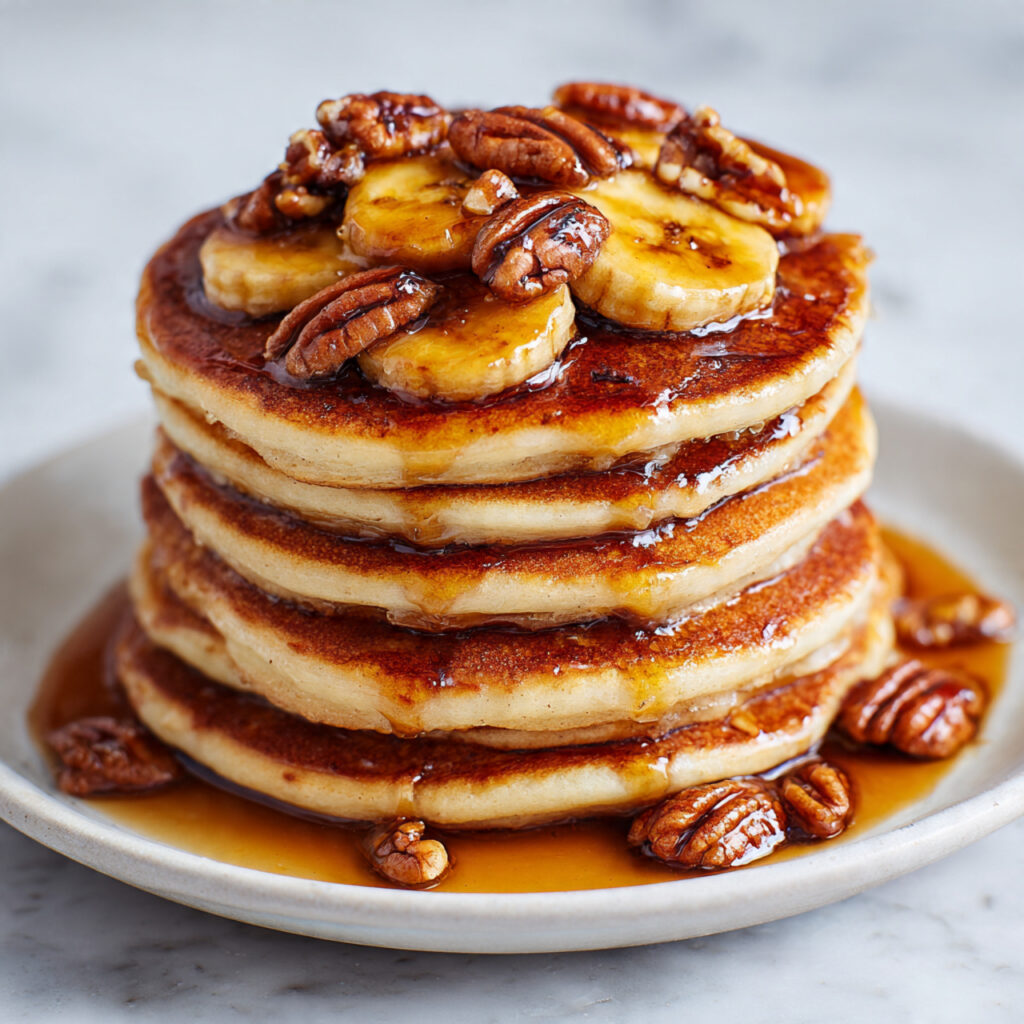 Banana Pancakes with Caramelized Bananas and Toasted Pecans Recipe