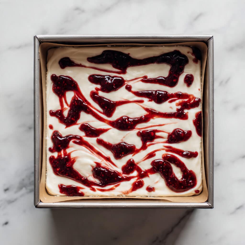 Protein Cheesecake Bars with Raspberry Swirl Recipe