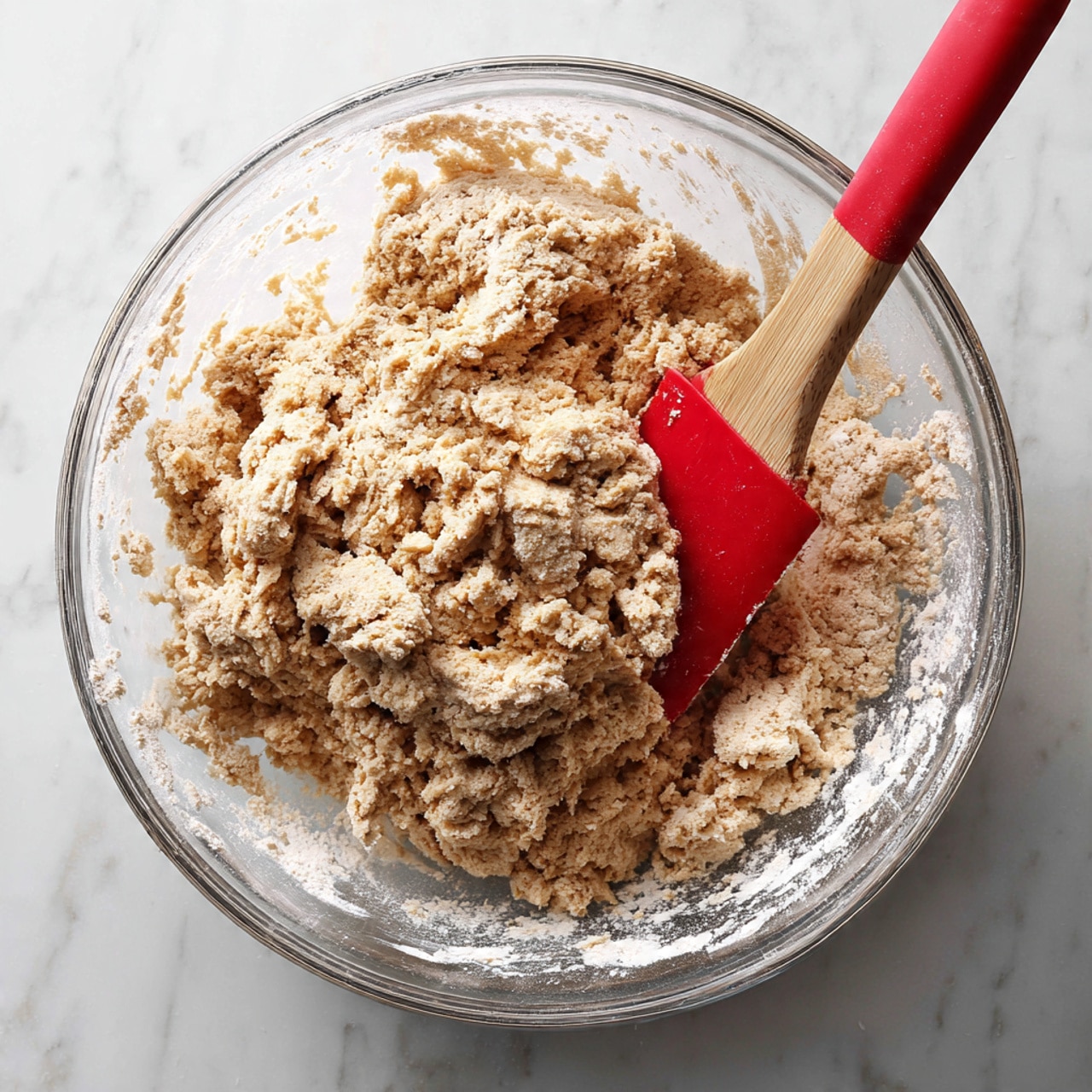 A stack of ten round cookies with a brown, slightly textured surface stands on a white marbled background. Each cookie has a slightly uneven, rustic edge and a rough texture, showing a home-baked quality. To the right of the stack, one cookie leans against it, revealing a decorative pattern on its surface with lines and shapes pressed into the dough. The lighting highlights the warmth of the cookies and adds depth by casting soft shadows. Photo taken with an iphone --ar 4:5 --v 7