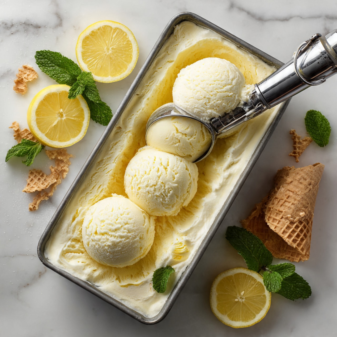 A clear glass bowl holds two visible layers: the bottom layer is a smooth, creamy pale yellow mixture, while the top layer is a thick, fluffy white whipped cream piled high with soft peaks and gentle swirls. The bowl is placed on a white marbled surface, creating a clean and bright setting for the contrasting textures of the creamy layers inside. photo taken with an iphone --ar 4:5 --v 7