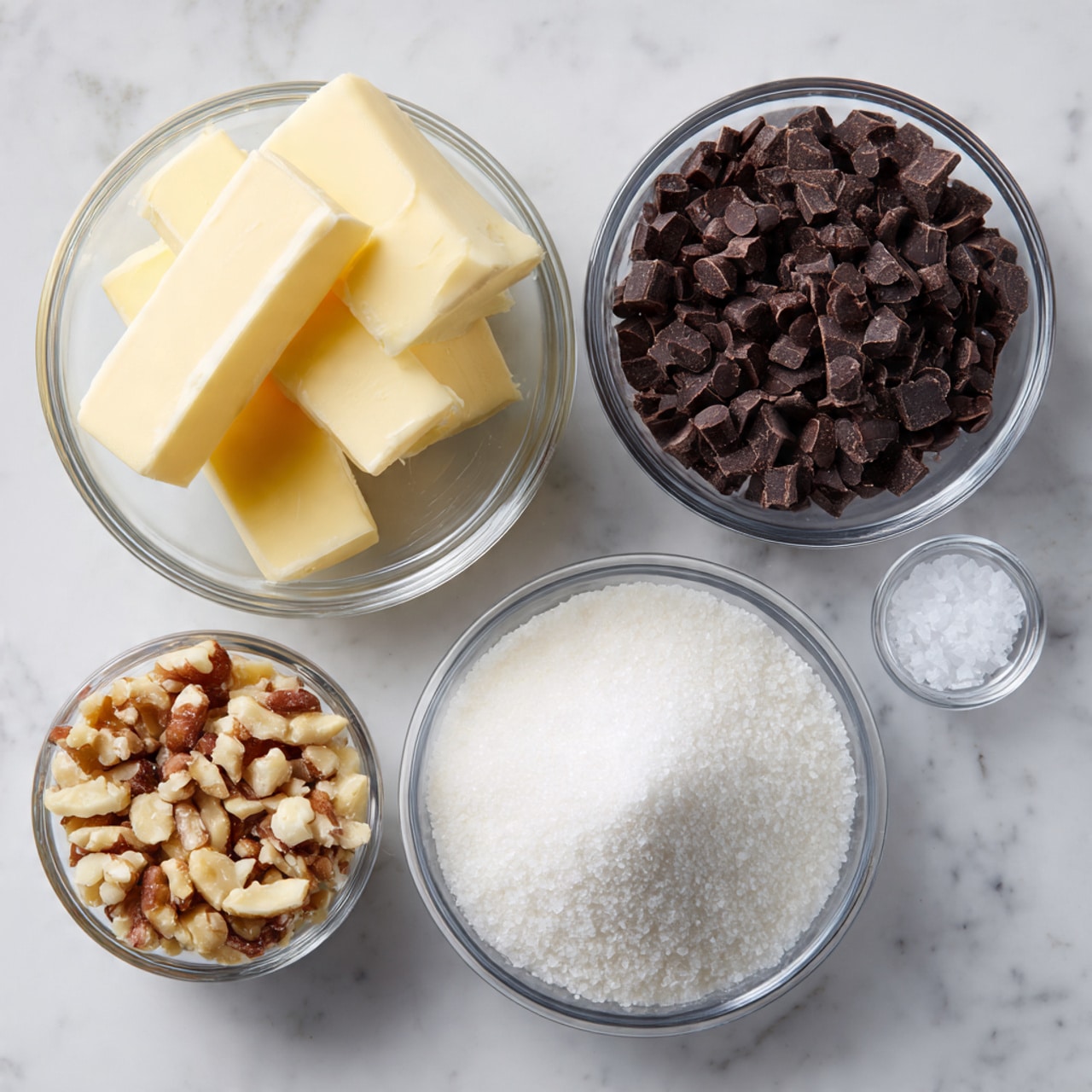 The image shows many small pieces of almond toffee bark layered in two parts. The bottom layer is light brown and smooth, making the base. The top layer is dark brown chocolate with many chopped almonds spread evenly over it, giving a rough texture. The pieces are irregular shapes and stacked on a white marbled surface, creating a rich and crunchy look. photo taken with an iphone --ar 4:5 --v 7