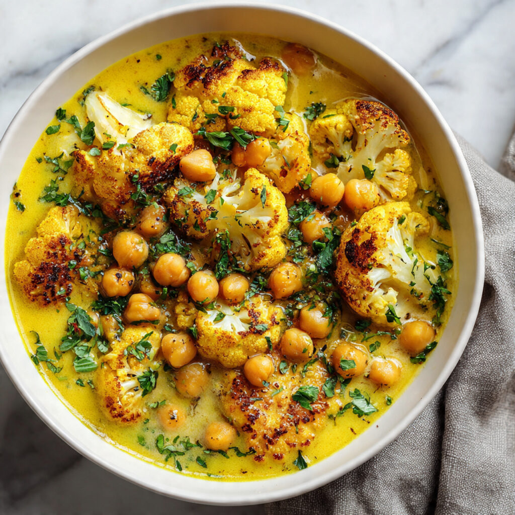 Golden Turmeric Chickpea and Cauliflower Soup Recipe