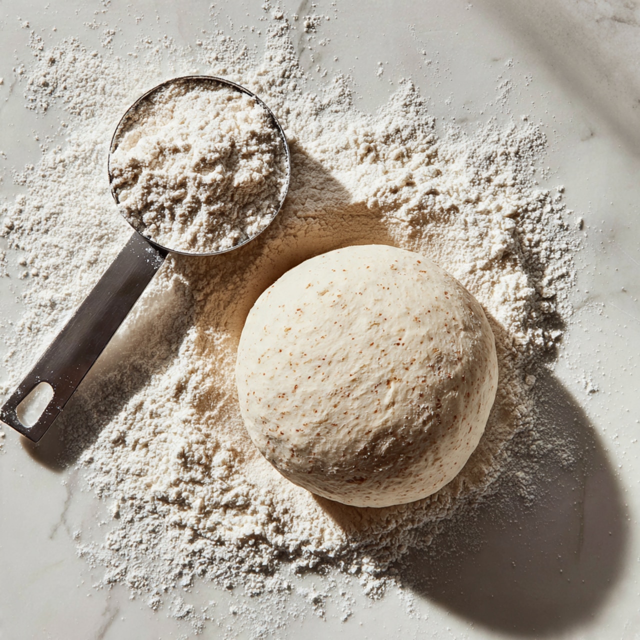 Several slices of cinnamon swirl bread are spread out on a white marbled surface, showing soft, light tan bread with a darker brown cinnamon swirl running through each slice in a spiral pattern. The edges of the bread slices have a golden brown crust. Near the bread, two cinnamon sticks rest on the surface, and a small white plate with speckled brown dots holds a chunk of butter in the upper right corner. The bread looks fluffy and fresh, arranged casually with one slice slightly torn. Photo taken with an iphone --ar 4:5 --v 7