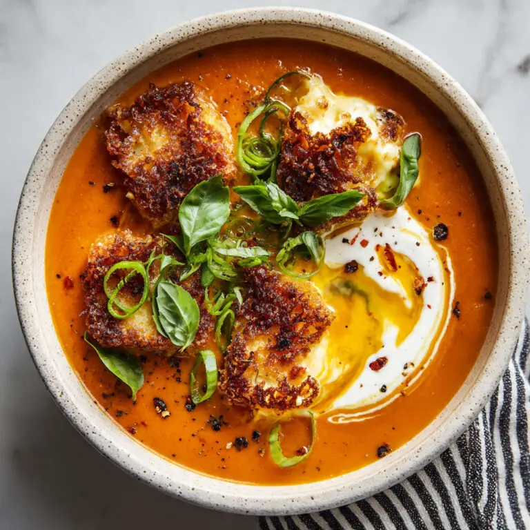 Creamy Tomato Bisque with Basil and a Touch of Chili Flakes Recipe