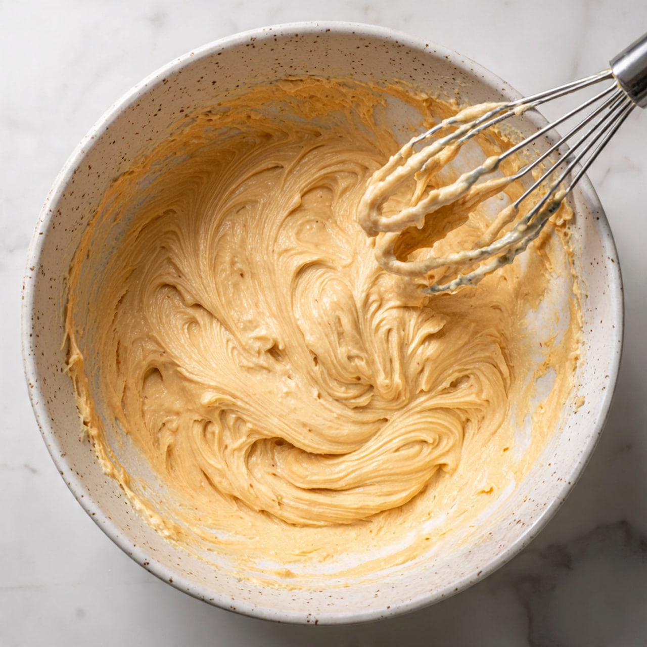 A stack of five thick cookies with a light golden brown color and dark chocolate cookie pieces mixed throughout sits on a white marbled surface. The top cookie shows a partially eaten side, revealing soft, dense, light dough with dark cookie crumbs inside. Surrounding the stack are more of the same cookies, some whole and some broken, with visible white chocolate chips adding texture and contrast. Nearby, a clear glass of milk appears slightly frosted and filled about three-quarters. The warm lighting highlights the chewy and chunky texture of the cookies in this close-up shot. Photo taken with an iphone --ar 4:5 --v 7
