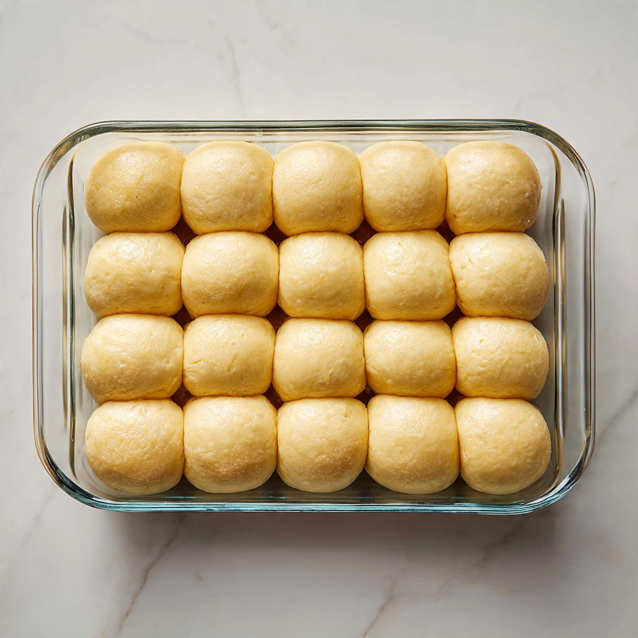 Two soft golden brown dinner rolls sit on a white plate with one roll split open showing a fluffy inside with a swirl of light brown cinnamon butter melting on top. A small torn piece of bread lies next to the rolls on the plate. To the right, a wooden-handled butter knife with some cinnamon butter on the blade rests on the plate edge. In the upper left corner, a white bowl filled with smooth, creamy cinnamon butter sprinkled with a little cinnamon is partially visible. The whole scene is set on a white marbled surface with a folded pink cloth in the top right background. Photo taken with an iphone --ar 4:5 --v 7