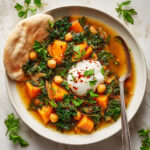 Spiced Vegetarian Vegetable Stew with Sweet Potatoes, Chickpeas, and Kale Recipe