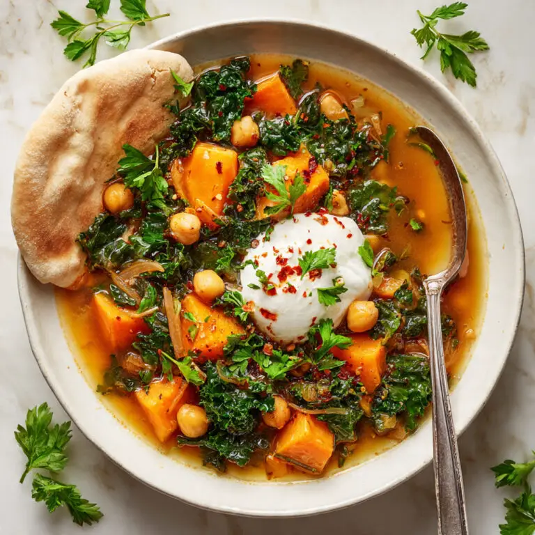 Spiced Vegetarian Vegetable Stew with Sweet Potatoes, Chickpeas, and Kale Recipe