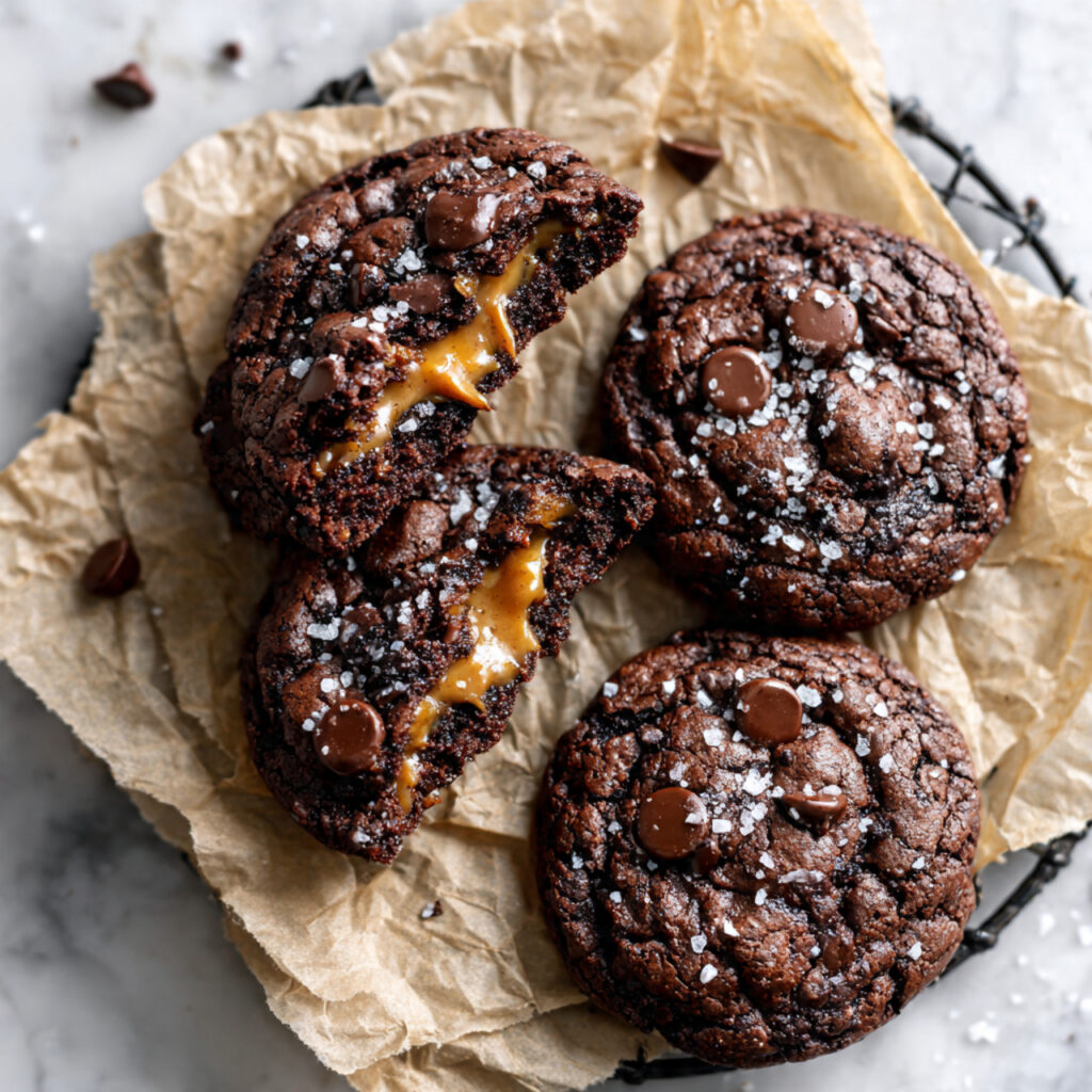 Salted Caramel Dark Chocolate Cookies Recipe