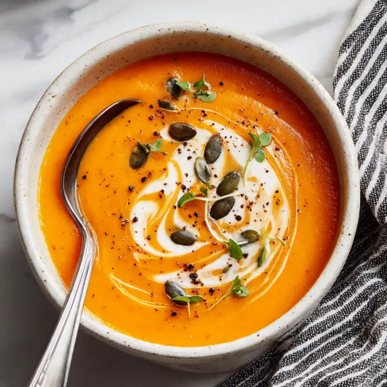 Creamy Roasted Butternut Squash and Apple Soup with Thyme Recipe