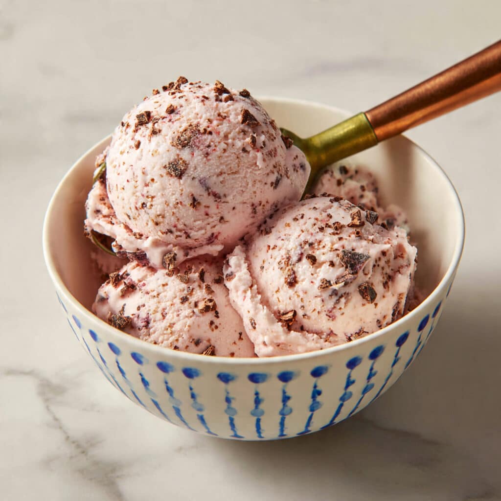 Fresh Strawberry Ice Cream with Chocolate Chips Recipe