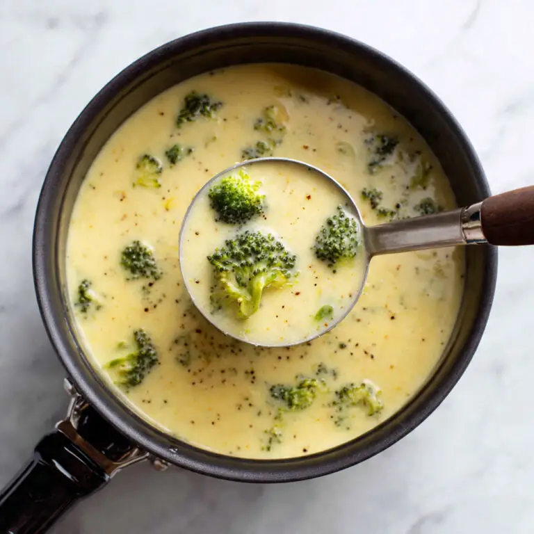 Creamy Broccoli Cheddar Soup with Parmesan and Croutons Recipe