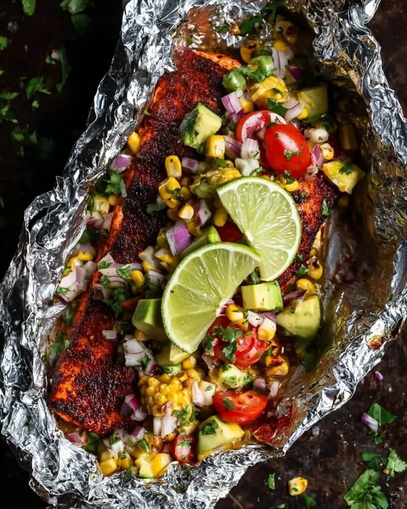 Smoky Grilled Salmon with Avocado Salad Recipe
