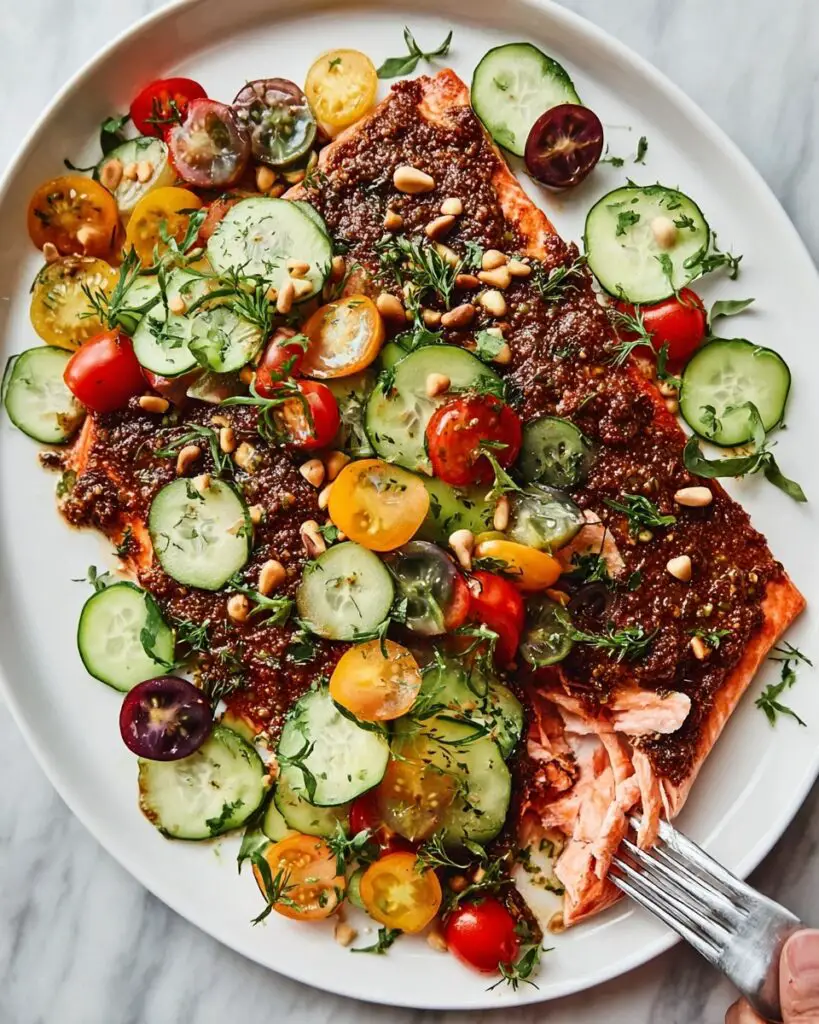 Honey Mustard Salmon with Summer Vegetable Salad Recipe