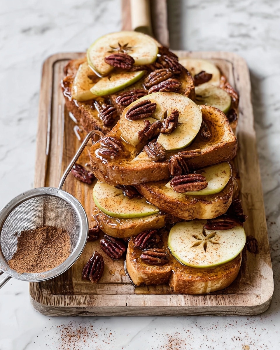 A twisted rectangular bread loaf with multiple folded layers, each layer showing a mix of light golden brown dough and darker brown cinnamon swirls, topped with small nut pieces scattered over the surface. The bread sits on a black wire cooling rack. To the top left, there is a white bowl with a creamy sauce and a spoon inside. Around the rack are festive decorations, small round orange fruits with green leaves, and two mason jars filled with a creamy beverage topped with cinnamon. The bottom right shows more scattered nut pieces and a knife. The scene is set on a white marbled surface. photo taken with an iphone --ar 4:5 --v 7