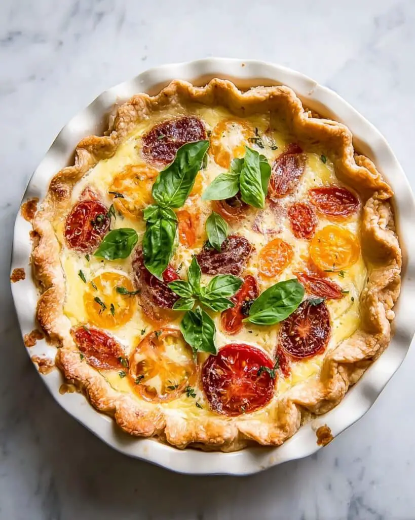 Tomato, Basil & Caramelized Onion Quiche Recipe