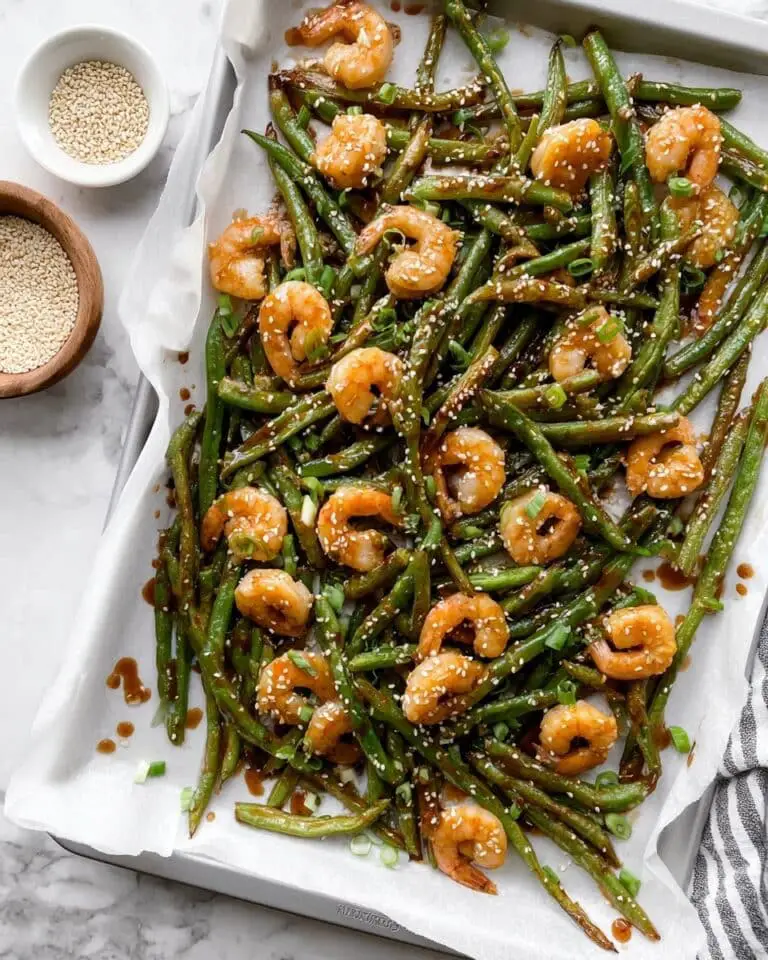 Sheet Pan Honey Garlic Shrimp with Green Beans Recipe