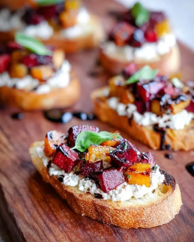 Roasted Beet Herbed Vegan Ricotta Crostini Recipe