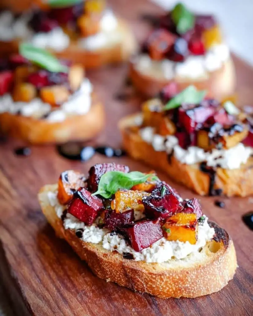 Roasted Beet Herbed Vegan Ricotta Crostini Recipe