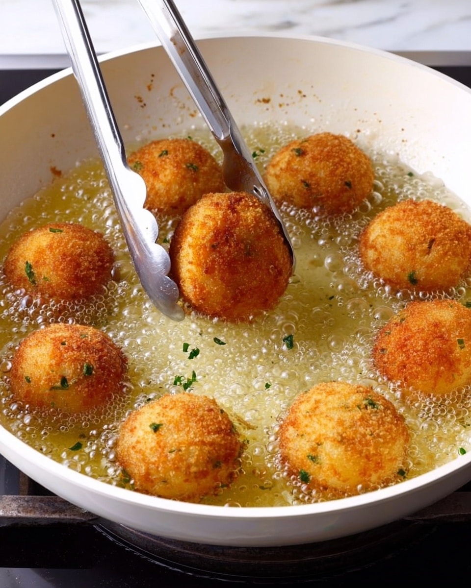 A white plate holds a pile of about fifteen small, round, golden-brown fried balls with a rough, crispy texture, some showing bits of green inside. Nearby, two white bowls sit on a white marbled surface — one filled with bright green chopped scallions, and the other with a creamy pale orange sauce with smooth swirls. A few scallion pieces are scattered on the marble around the plate, and two fried balls rest close by on the surface. photo taken with an iphone --ar 4:5 --v 7