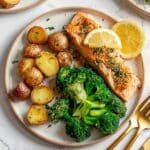 Sheet Pan Honey Mustard Salmon with Potatoes and Broccoli Recipe