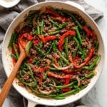 Ground Beef Stir Fry with Green Beans and Bell Peppers Recipe