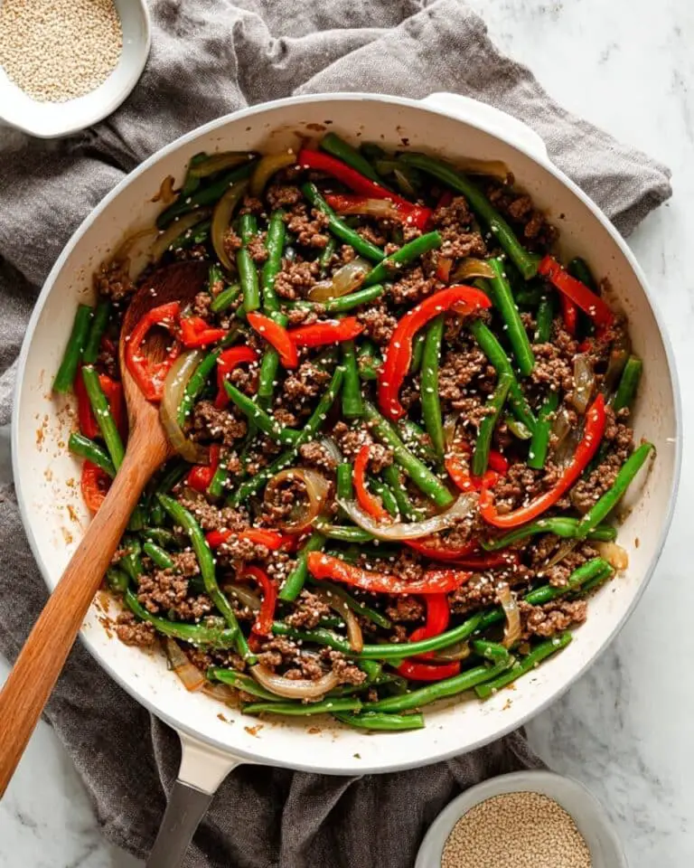 Ground Beef Stir Fry with Green Beans and Bell Peppers Recipe
